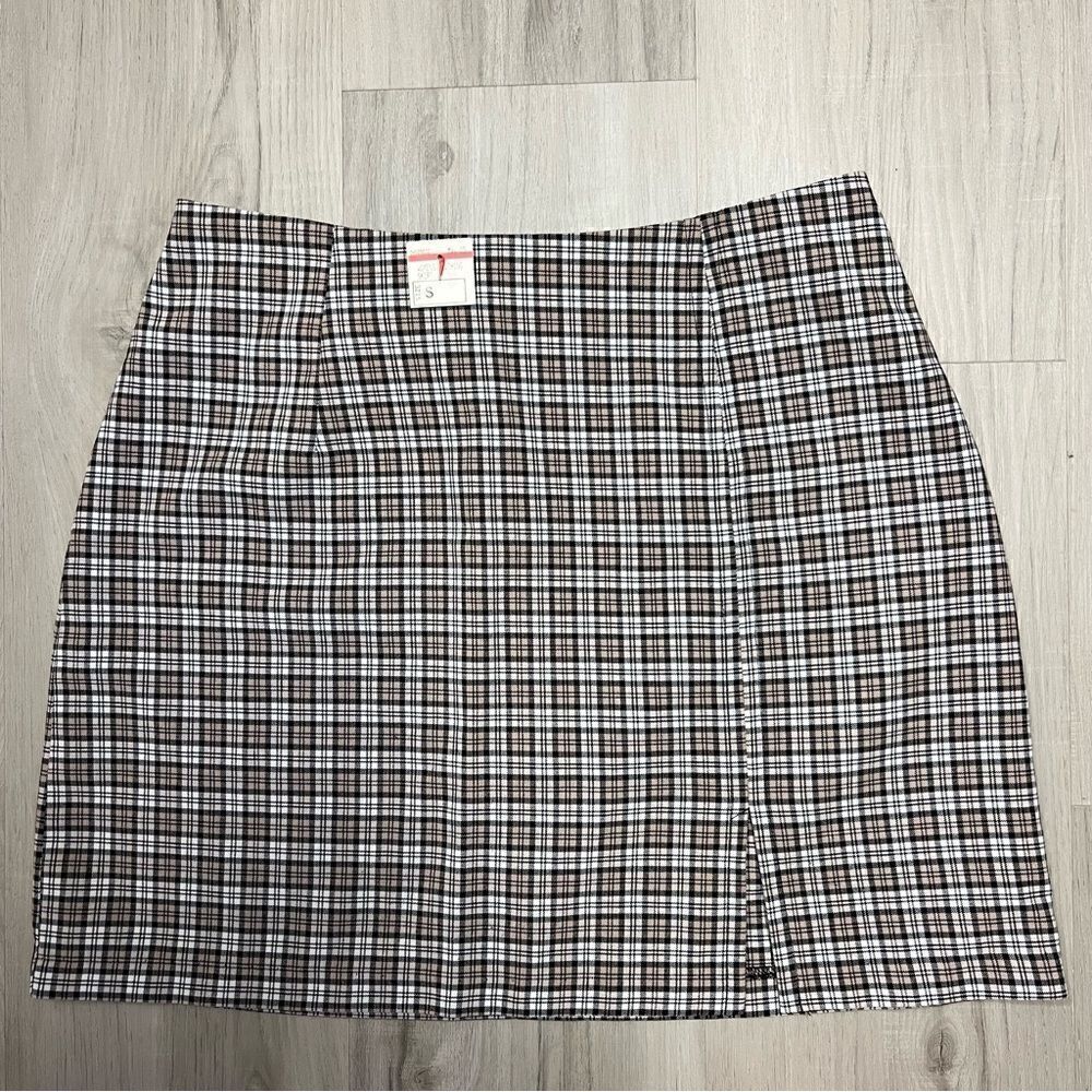 Pandora Casuals miniskirt brown plaid cottagecore academia tag szS inner tag L